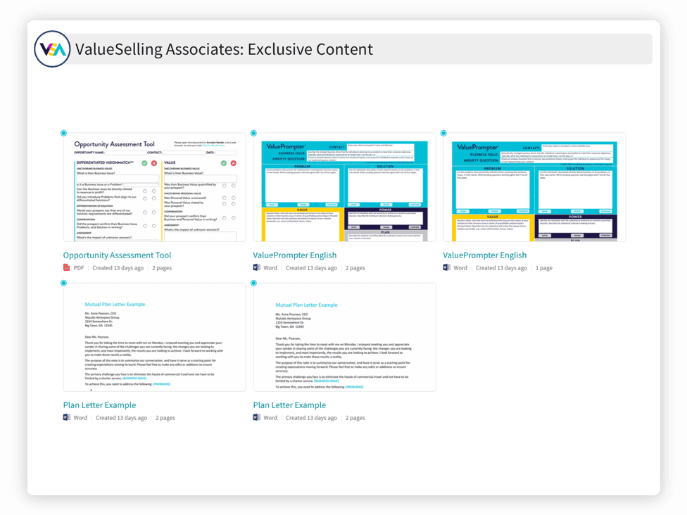 ValueSelling: ValueSelling Framework | Highspot Marketplace